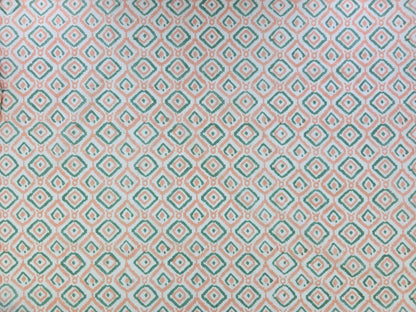 Hand Block Print Cotton Fabric – Coral Geometric | Coral Trellis
