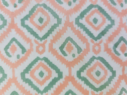 Hand Block Print Cotton Fabric – Coral Geometric | Coral Trellis