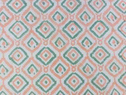 Hand Block Print Cotton Fabric – Coral Geometric | Coral Trellis
