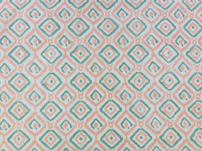 Hand Block Print Cotton Fabric – Coral Geometric | Coral Trellis