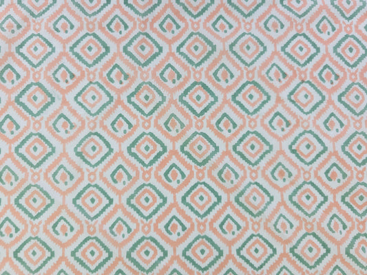 Hand Block Print Cotton Fabric – Coral Geometric | Coral Trellis