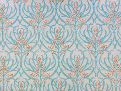 Hand Block Print Cotton Fabric – Aqua Botanical | Ocean Breeze