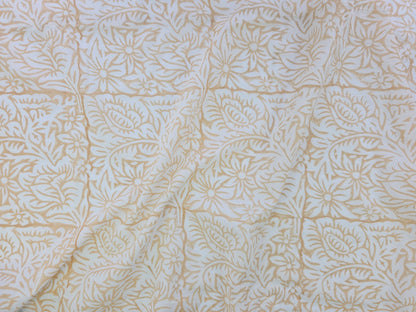 Hand Block Print Cotton Fabric – Beige Floral Vine | Sandstone Garden