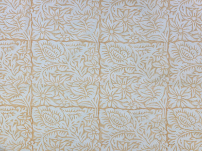Hand Block Print Cotton Fabric – Beige Floral Vine | Sandstone Garden