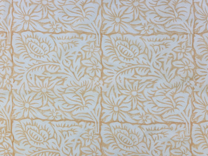 Hand Block Print Cotton Fabric – Beige Floral Vine | Sandstone Garden