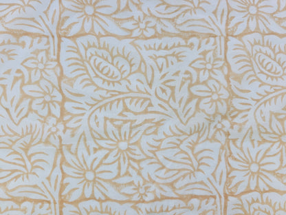 Hand Block Print Cotton Fabric – Beige Floral Vine | Sandstone Garden