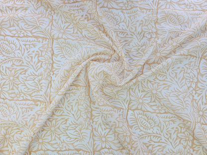 Hand Block Print Cotton Fabric – Beige Floral Vine | Sandstone Garden