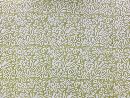 Hand Block Print Cotton Fabric – Olive Botanical Abstract | Olive Canopy