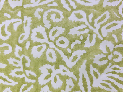 Hand Block Print Cotton Fabric – Olive Botanical Abstract | Olive Canopy