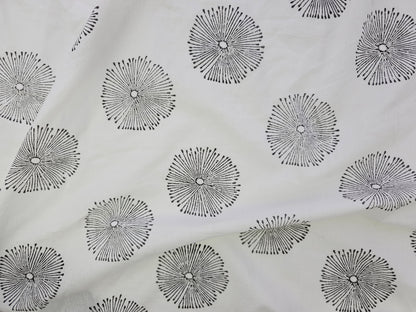 Hand Block Print Cotton Fabric – Black Radial Motif | Moonburst