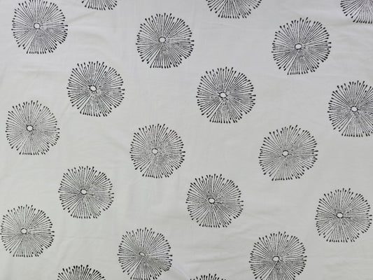 Hand Block Print Cotton Fabric – Black Radial Motif | Moonburst