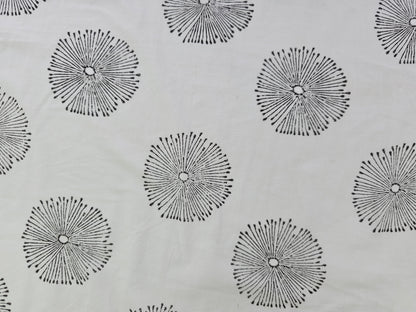 Hand Block Print Cotton Fabric – Black Radial Motif | Moonburst