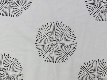 Hand Block Print Cotton Fabric – Black Radial Motif | Moonburst