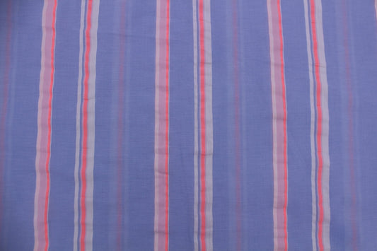 Blue, Pink & Red Stripe Poly Cotton Seersucker – 59" Wide | Vibrant, Wrinkle-Free & Extra-Wide Fabric