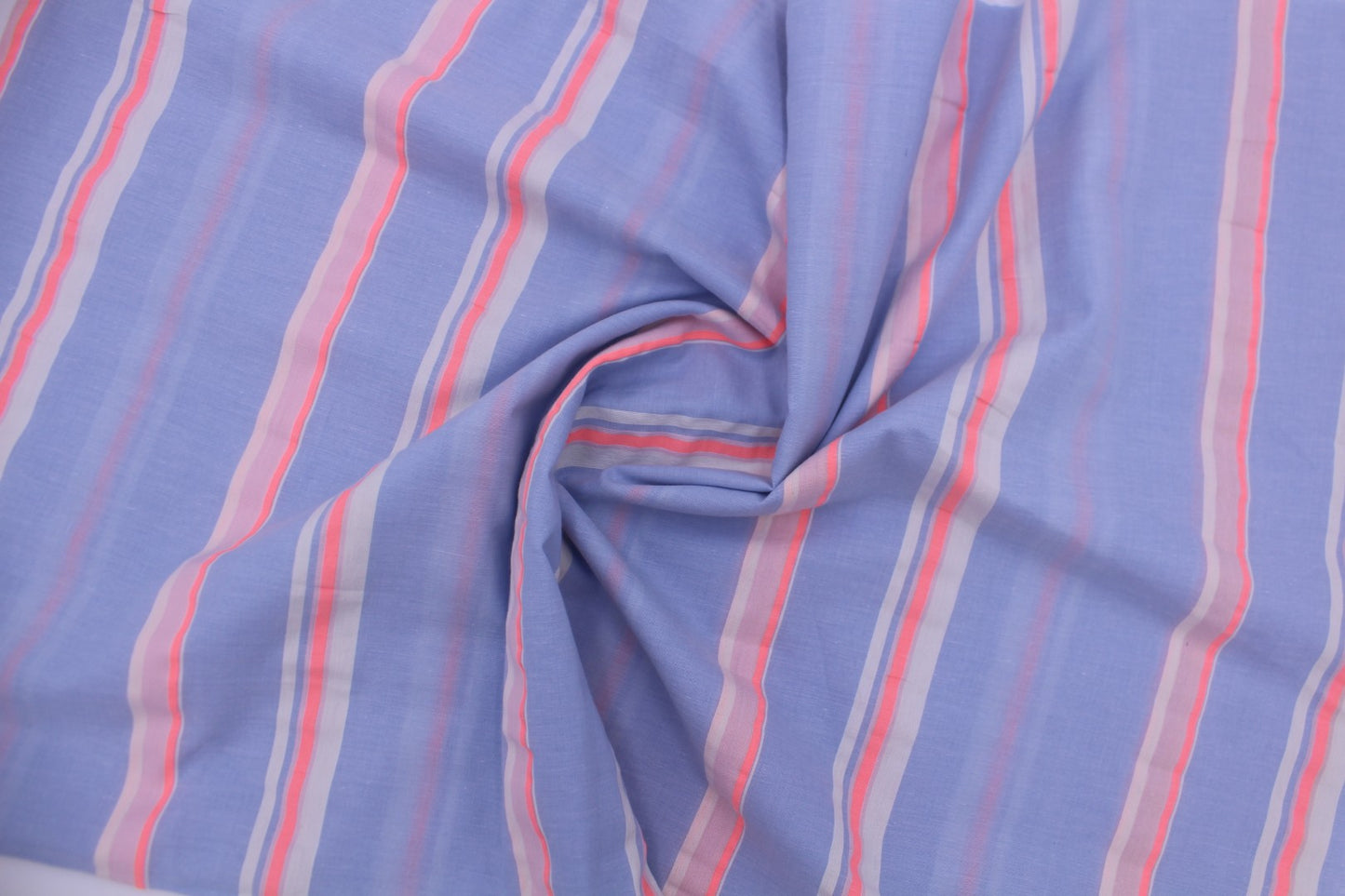 Blue, Pink & Red Stripe Poly Cotton Seersucker – 59" Wide | Vibrant, Wrinkle-Free & Extra-Wide Fabric