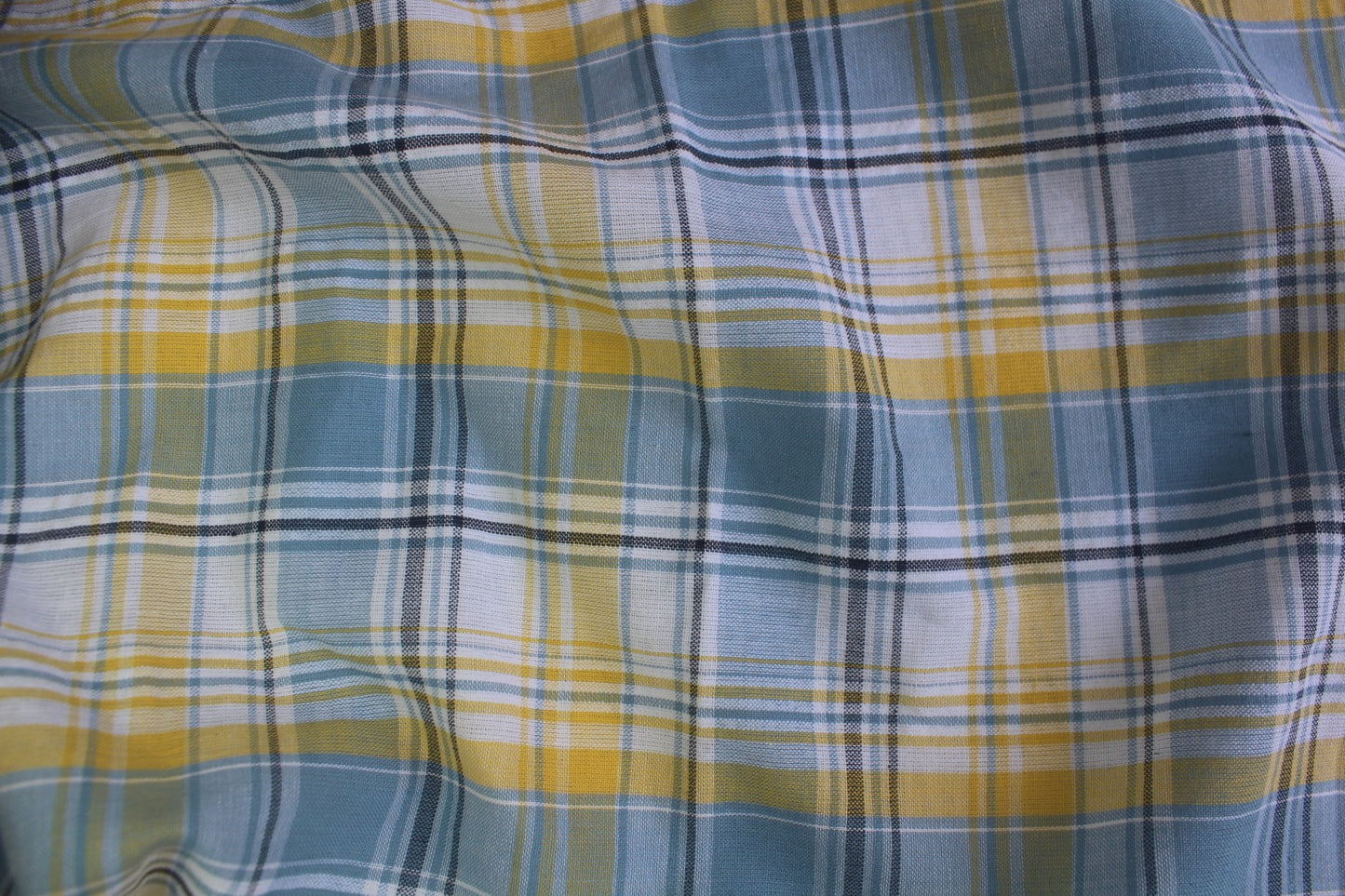 Blue & Yellow Checkered Cotton Fabric – 60" Wide | Soft & Durable | Lightweight & Easy-Care