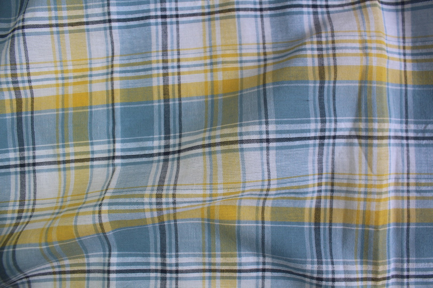 Blue & Yellow Checkered Cotton Fabric – 60" Wide | Soft & Durable | Lightweight & Easy-Care
