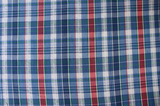 Bold Plaid Cotton Seersucker – 44" Wide | Blue, Red & Green Checks