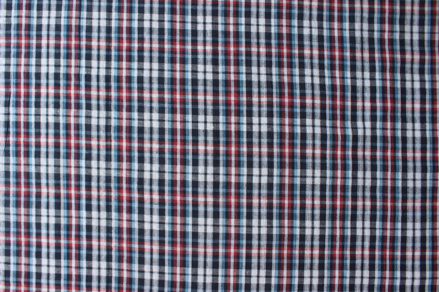 Classic Navy & Red Check Cotton Seersucker – 44" Wide | Lightweight Crinkled Fabric