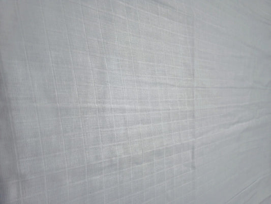 White Flat Check Double Gauze Fabric – 100% Cotton | Lightweight 95 GSM | 59” Wide | Soft & Breathable