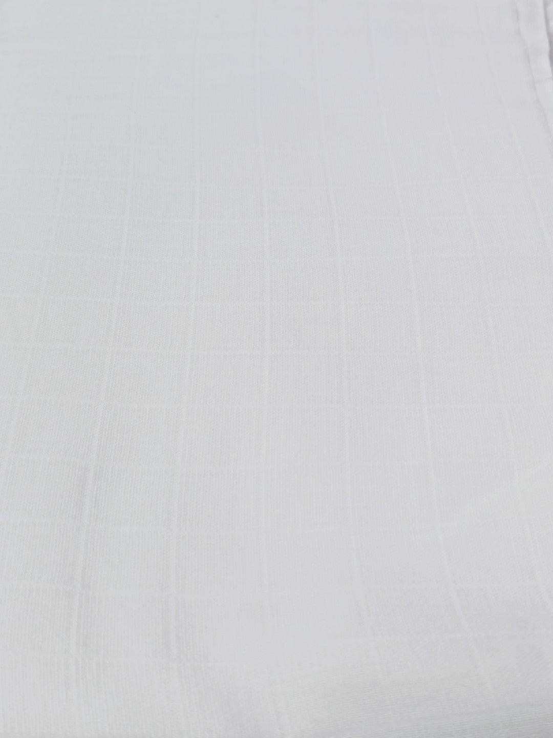 White Flat Check Double Gauze Fabric – 100% Cotton | Lightweight 95 GSM | 59” Wide | Soft & Breathable