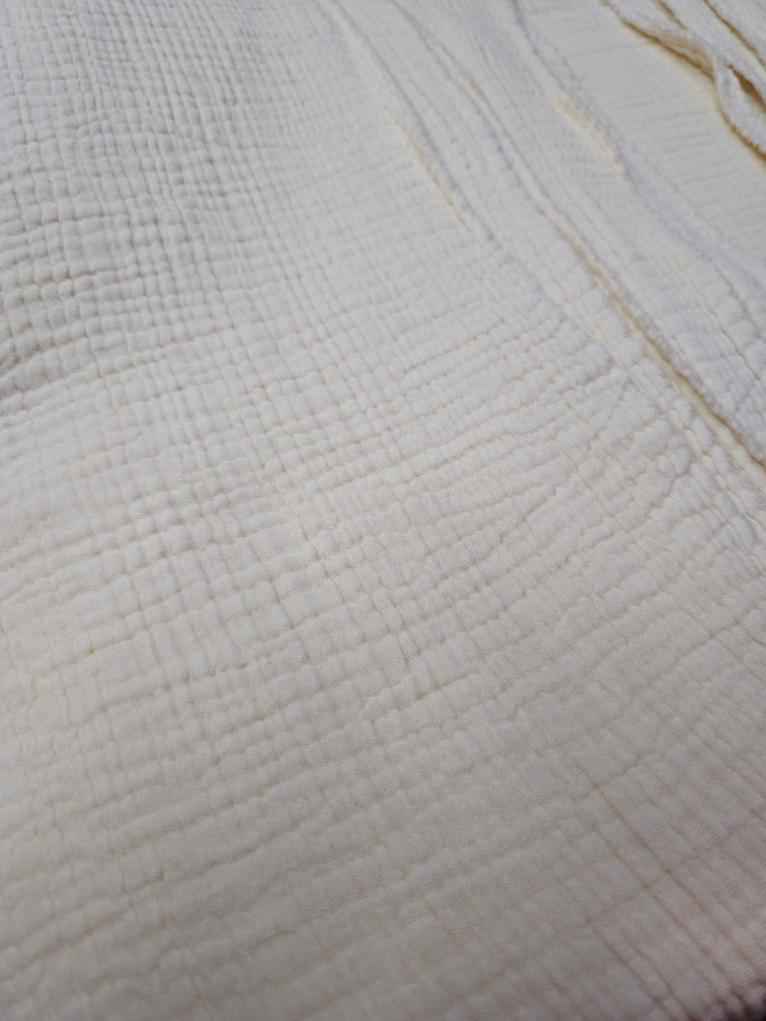 Natural Cream 4-Layer Cotton Muslin Fabric – 100% Cotton | Heavyweight Crinkle | 220 GSM | 52” Width