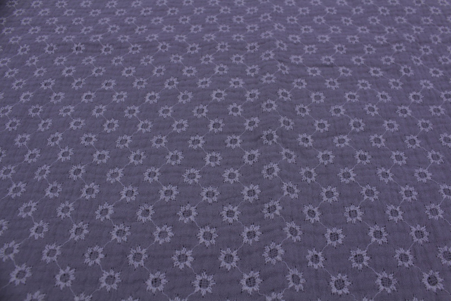 Grey Embroidered Double Gauze Crinkle Muslin – 55" Wide | Soft, Textured & Premium