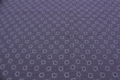 Grey Embroidered Double Gauze Crinkle Muslin – 55" Wide | Soft, Textured & Premium