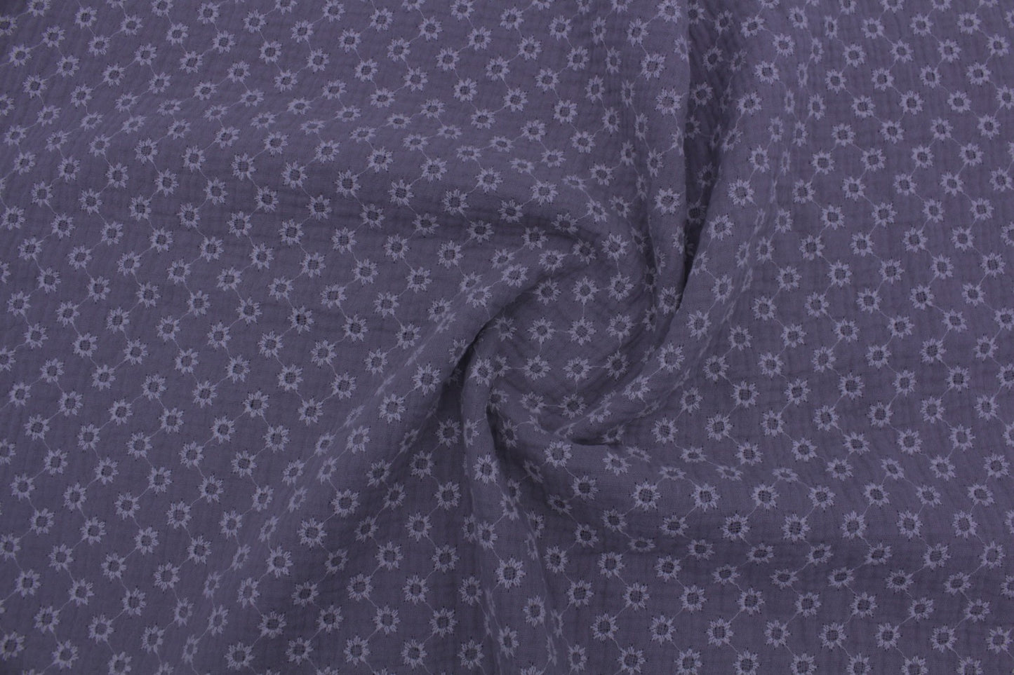 Grey Embroidered Double Gauze Crinkle Muslin – 55" Wide | Soft, Textured & Premium