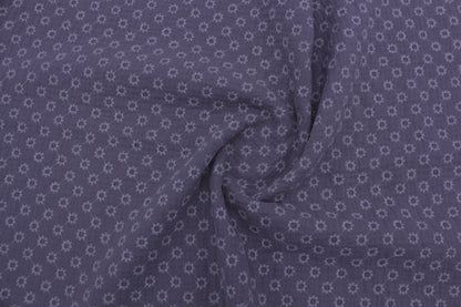 Grey Embroidered Double Gauze Crinkle Muslin – 55" Wide | Soft, Textured & Premium