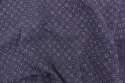 Grey Embroidered Double Gauze Crinkle Muslin – 55" Wide | Soft, Textured & Premium