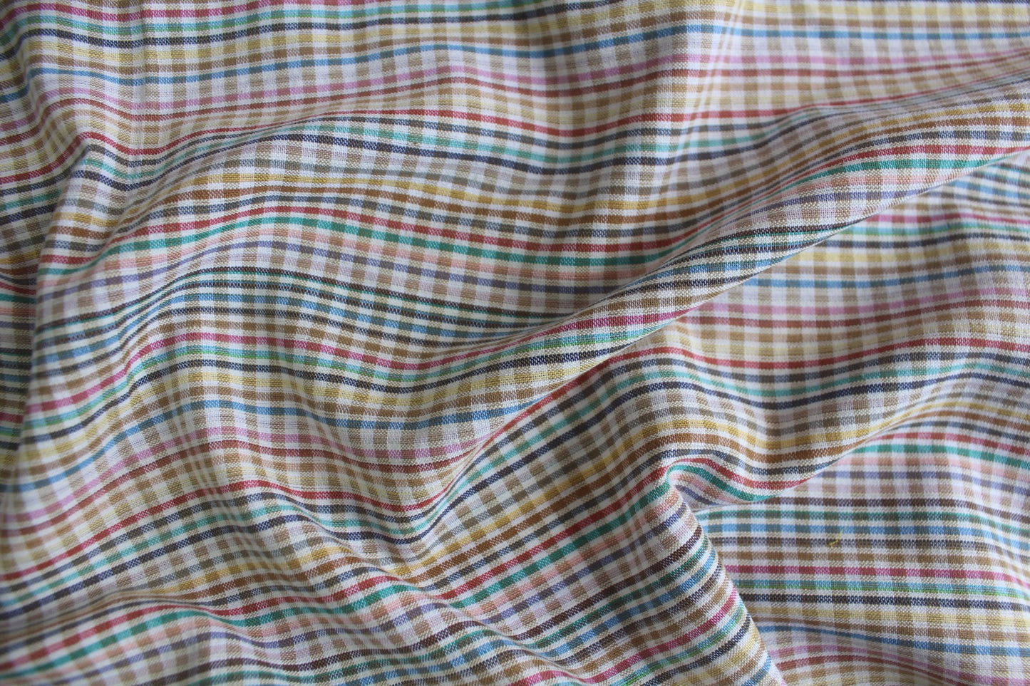 Multicolor Checked Cotton Fabric – 44" Wide | Lightweight, Breathable & Versatile
