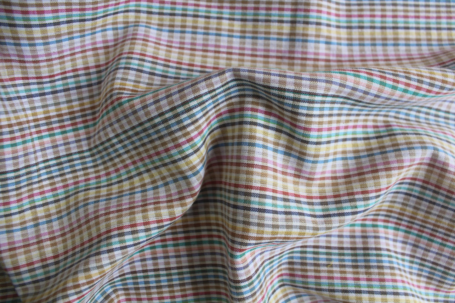 Multicolor Checked Cotton Fabric – 44" Wide | Lightweight, Breathable & Versatile