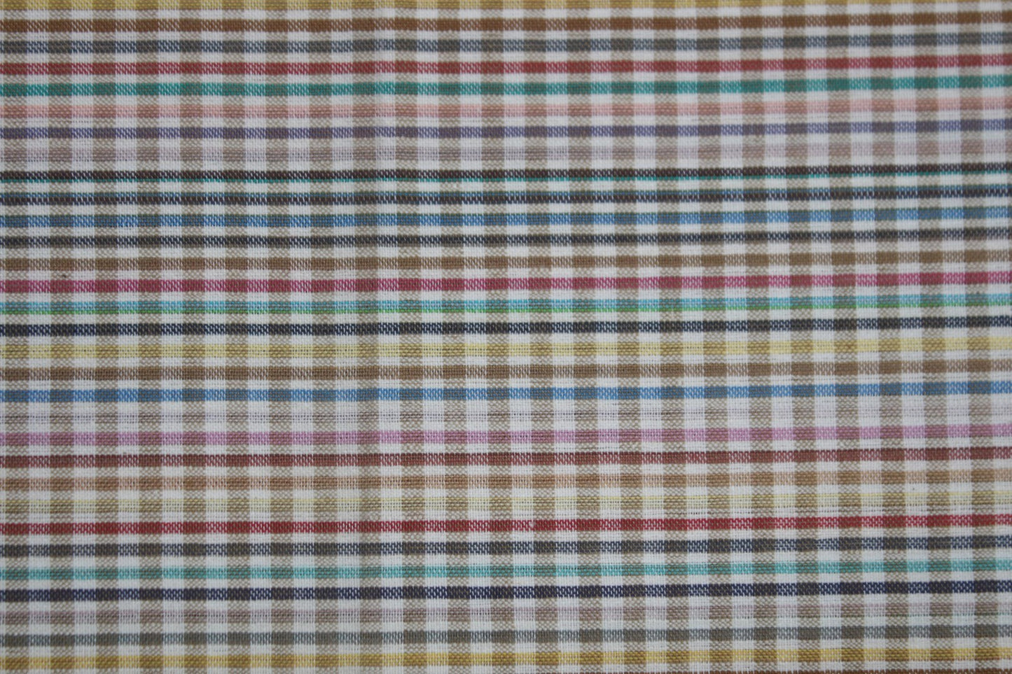 Multicolor Checked Cotton Fabric – 44" Wide | Lightweight, Breathable & Versatile