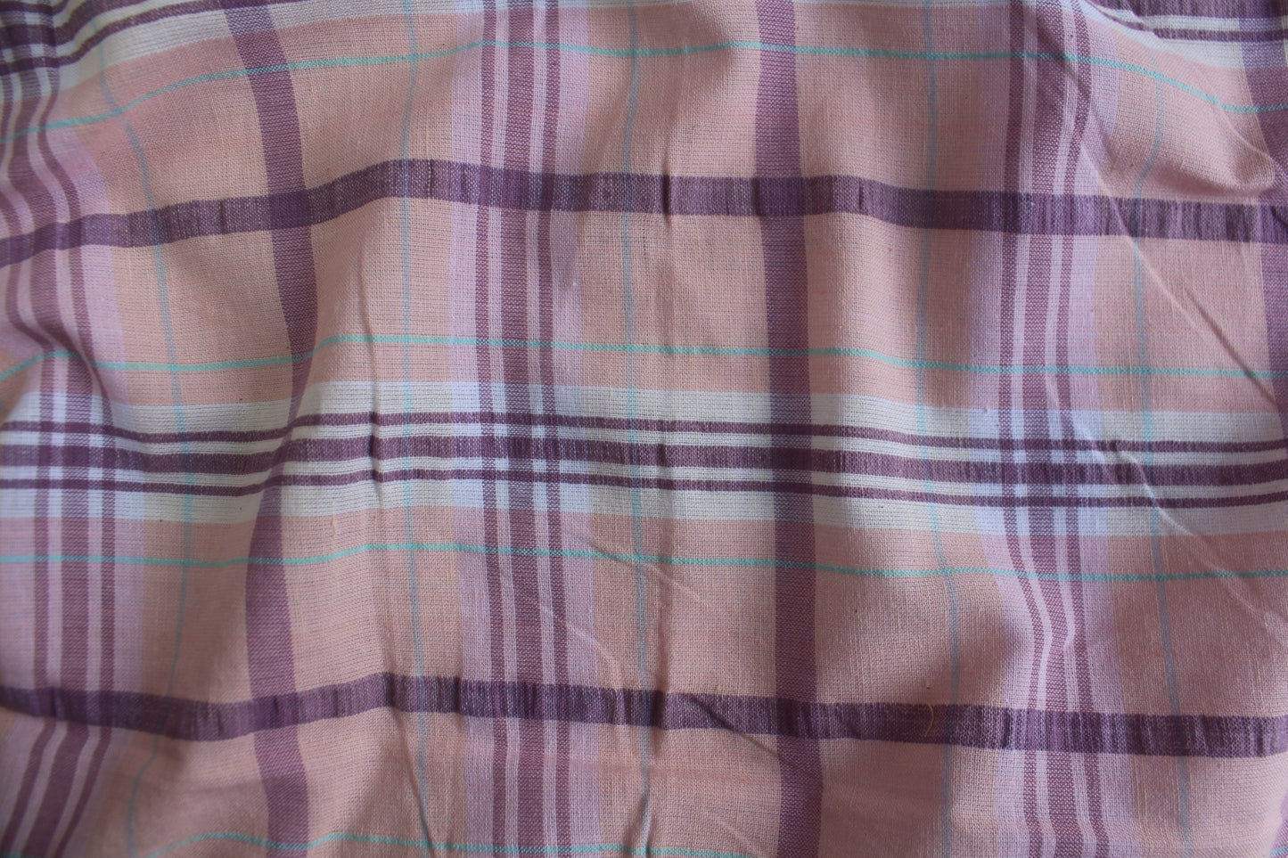 Pink & Purple Plaid Cotton Seersucker – 44" Wide | Lightweight Textured Fabric for Summer & Crafts