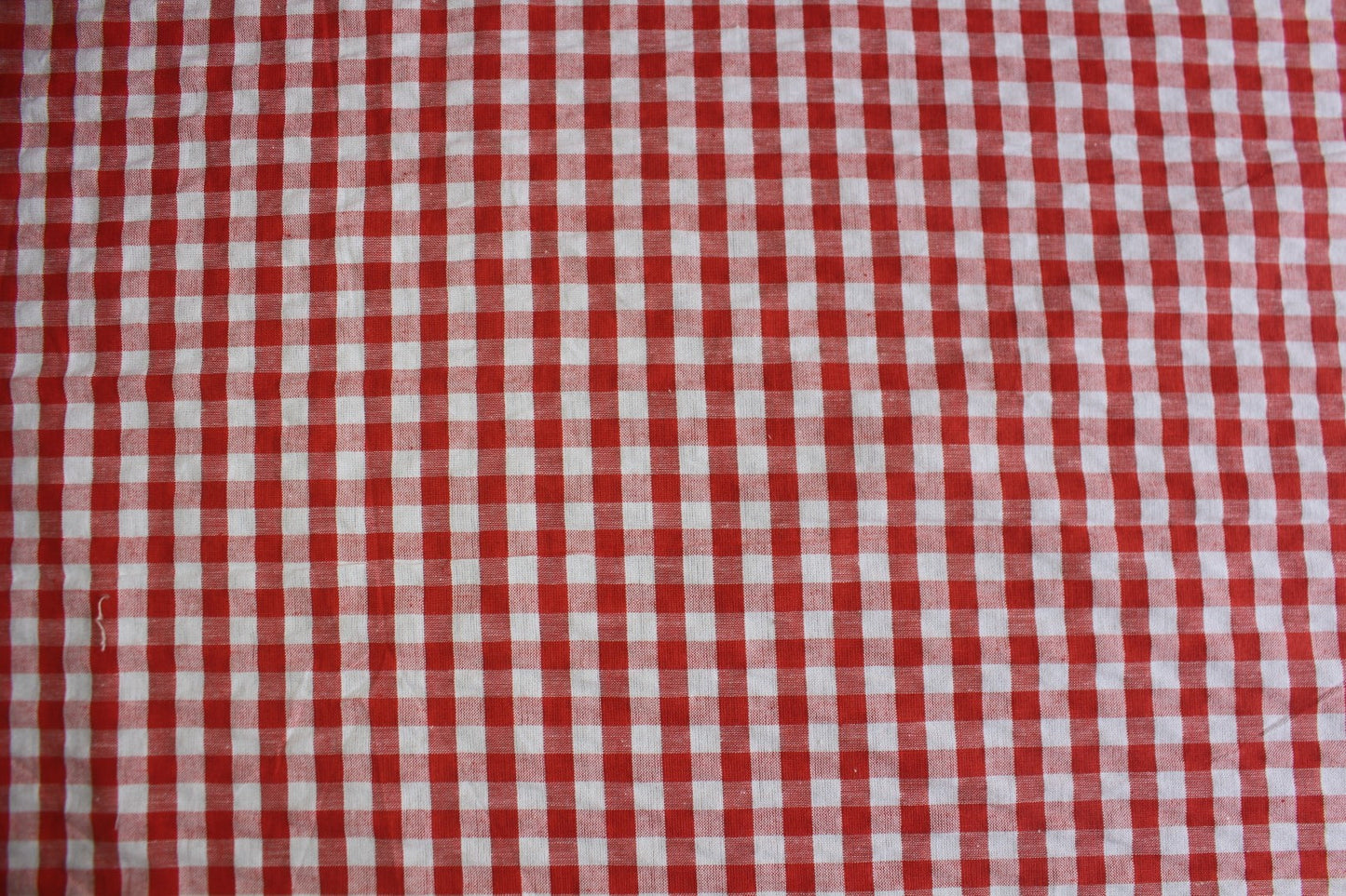Red & White Gingham Seersucker – 59" Wide | Cheerful, Textured Check Fabric