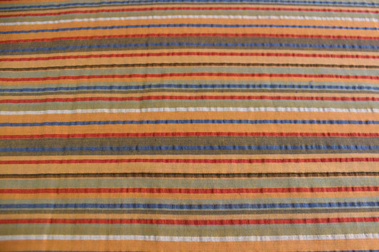 Rustic Stripe Poly-Cotton Seersucker – 46" Wide | Multicolor Vertical Stripes