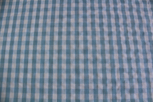 Sky Blue Gingham Cotton Seersucker – 58" Wide | Summer Clothing & Crafts