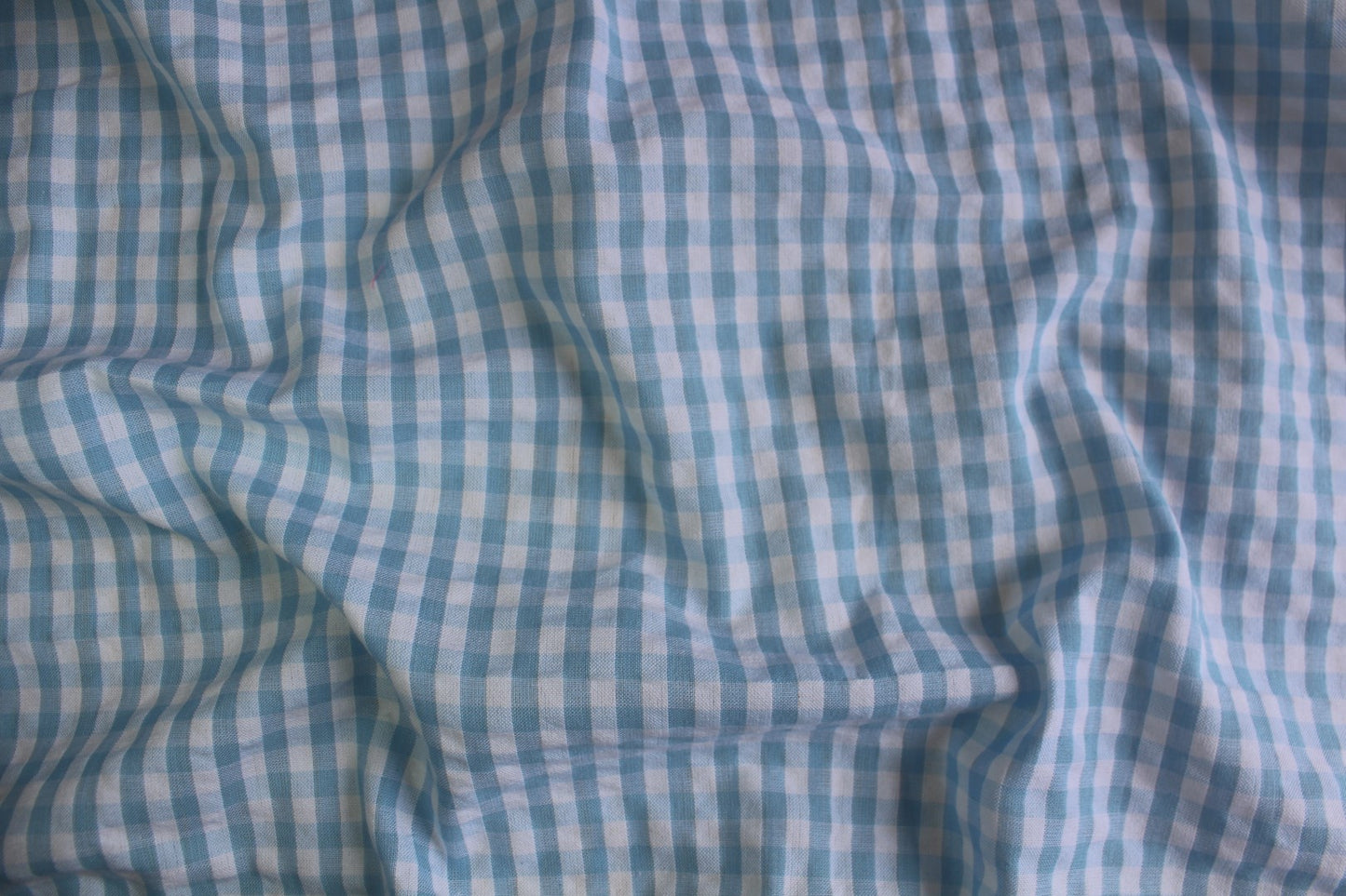 Sky Blue Gingham Cotton Seersucker – 58" Wide | Summer Clothing & Crafts