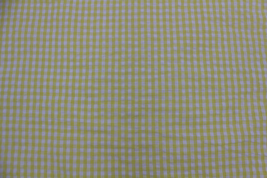 Yellow & White Gingham Seersucker – 48" Wide | Fresh, Breezy & Textured Summer Fabric